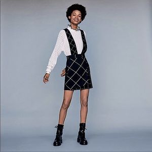 MAJE Joly Checked Woven Pinafore Skirt in Carreaux
